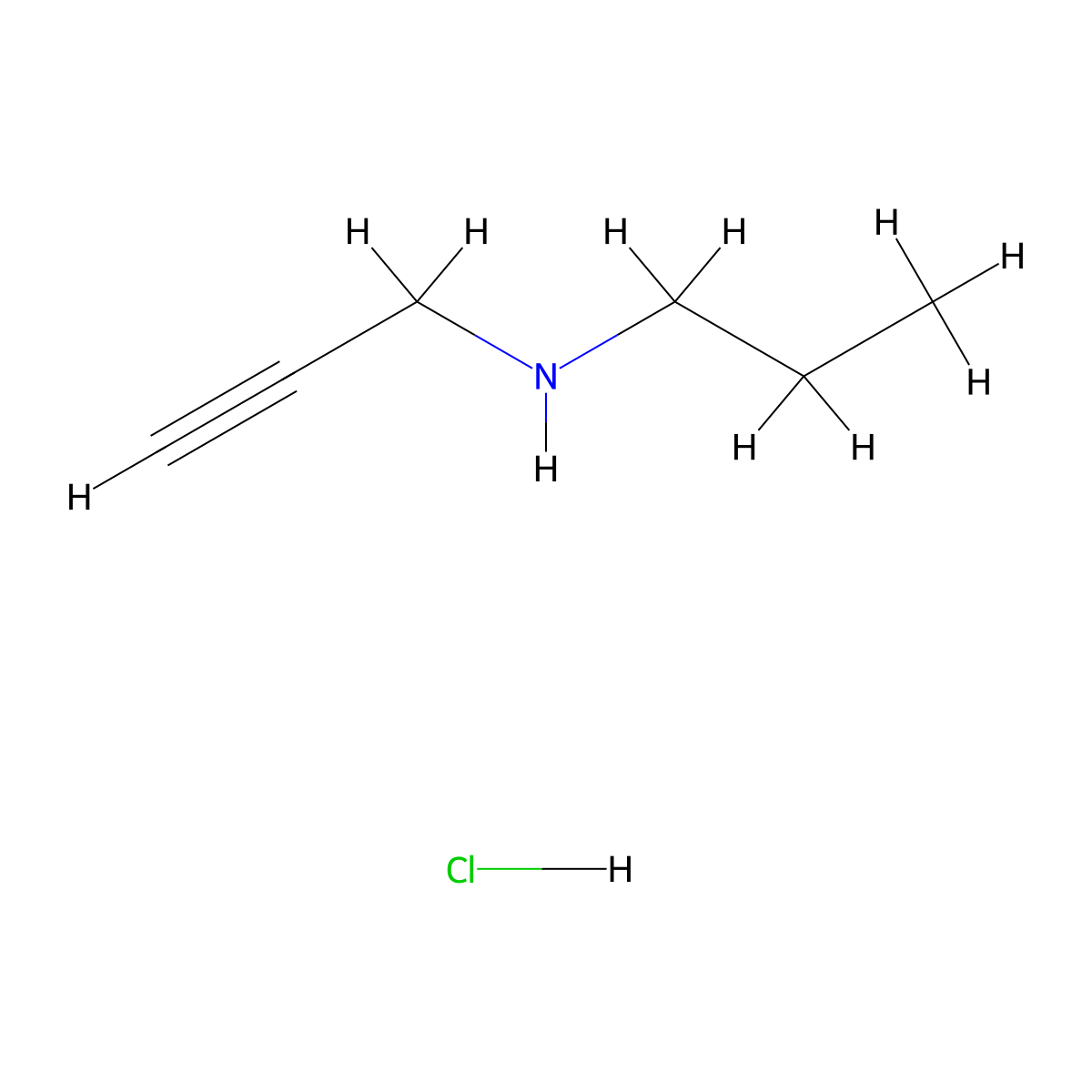 (Prop-2-yn-1-yl)(propyl)amine hydrochloride molecular structure, CAS 53227-34-2