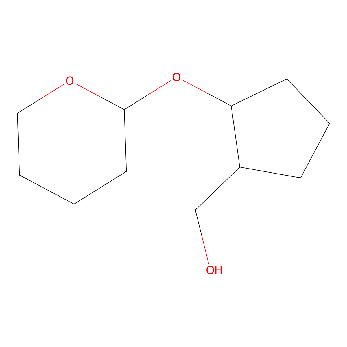 2-((tetrahydro-2H-pyran-2-yl)oxy)-cyclopentanemethanol molecular structure, CAS 53229-74-6