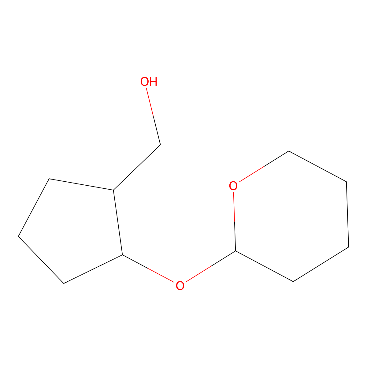 2-((tetrahydro-2H-pyran-2-yl)oxy)-cyclopentanemethanol molecular structure, CAS 53229-74-6