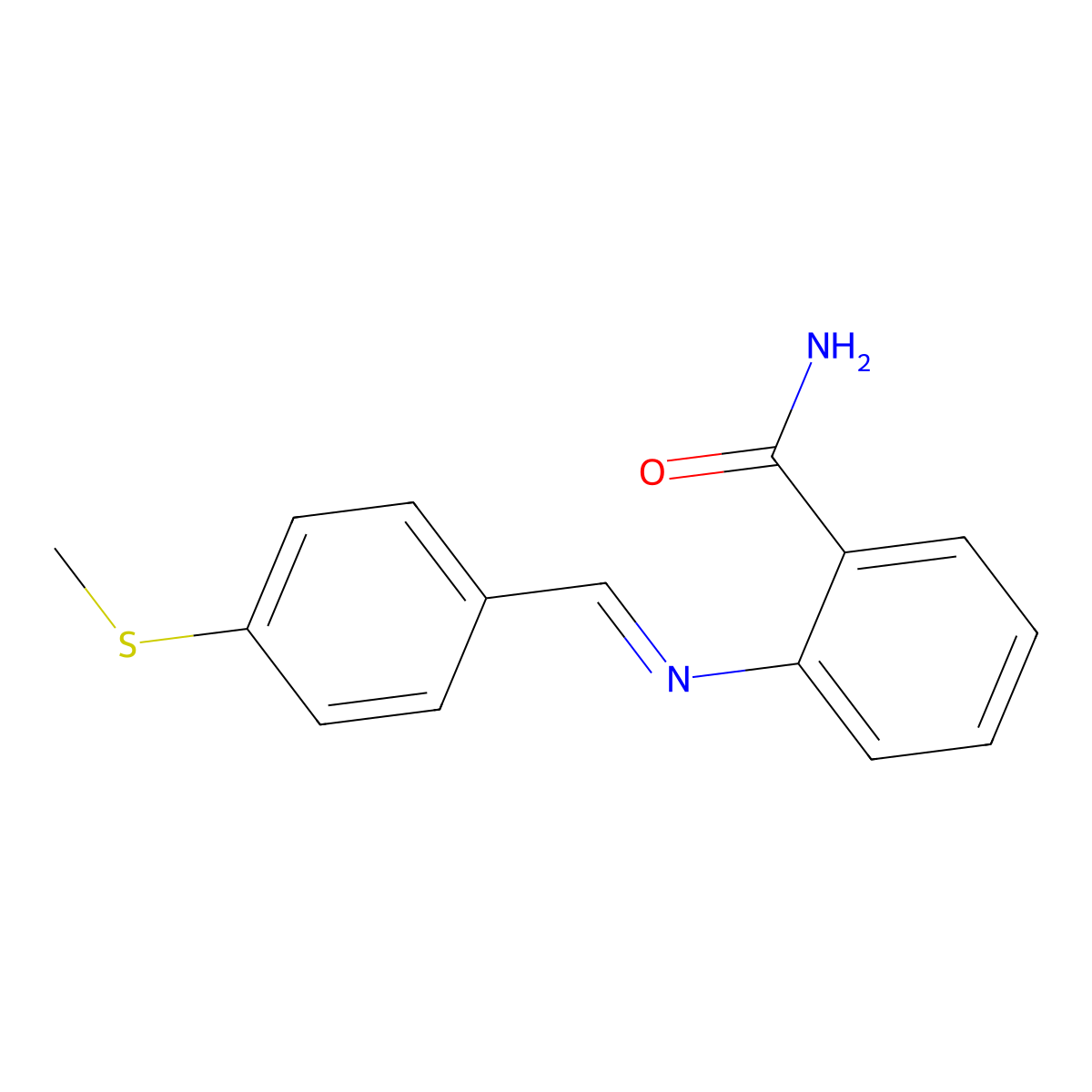 2-({(e)-[4-(Methylsulfanyl)phenyl]methylene}amino)benzamide molecular structure, CAS 5323-61-5