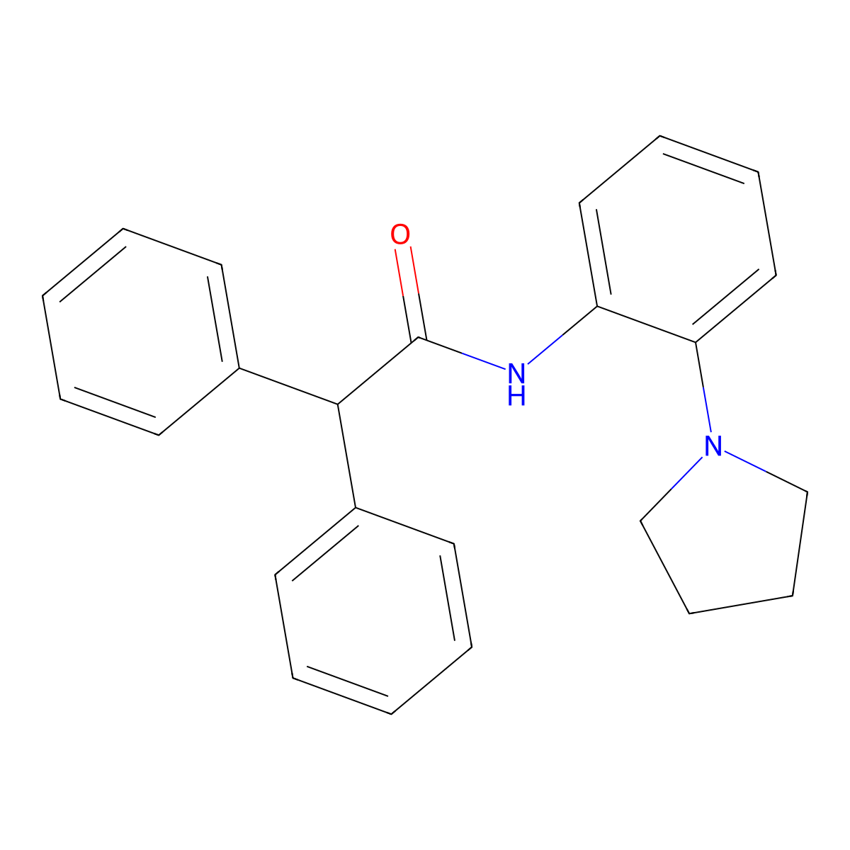 2,2-diphenyl-N-[2-(pyrrolidin-1-yl)phenyl]acetamide molecular structure, CAS 532385-52-7