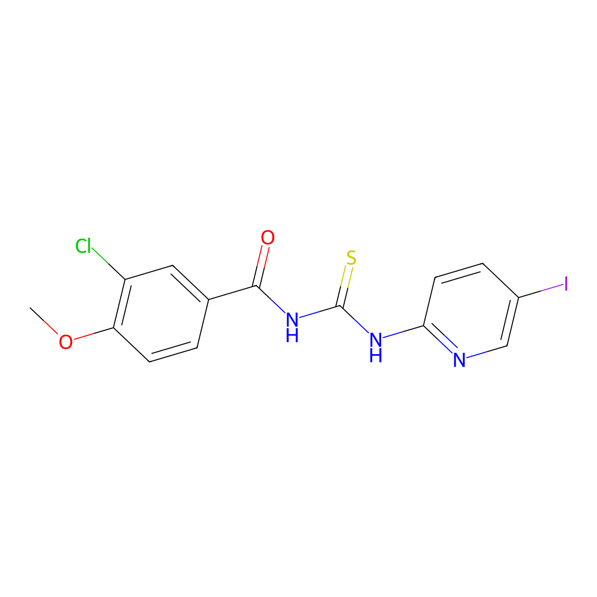 3-chloro-N-[(5-iodopyridin-2-yl)carbamothioyl]-4-methoxybenzamide molecular structure, CAS 532386-22-4