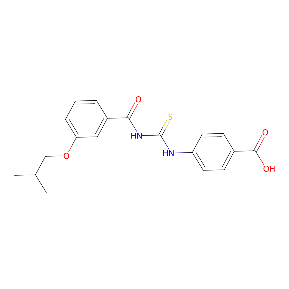 4-[({[3-(2-Methylpropoxy)phenyl]carbonyl}carbamothioyl)amino]benzoic acid molecular structure, CAS 532387-58-9