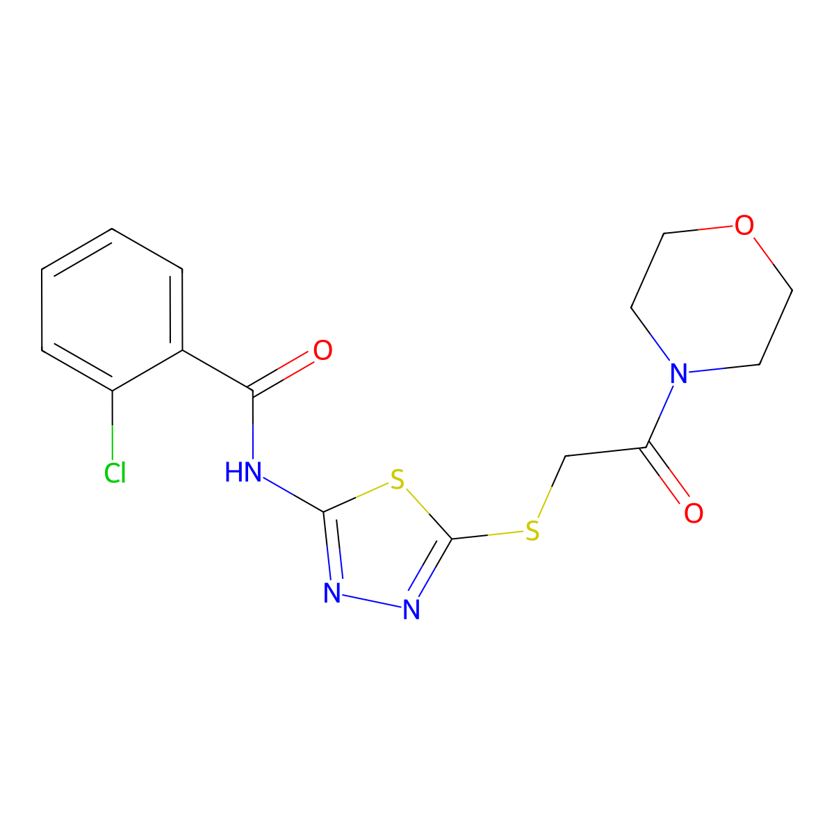 2-chloro-N-[5-(2-morpholin-4-yl-2-oxoethyl)sulfanyl-1,3,4-thiadiazol-2-yl]benzamide molecular structure, CAS 532387-66-9