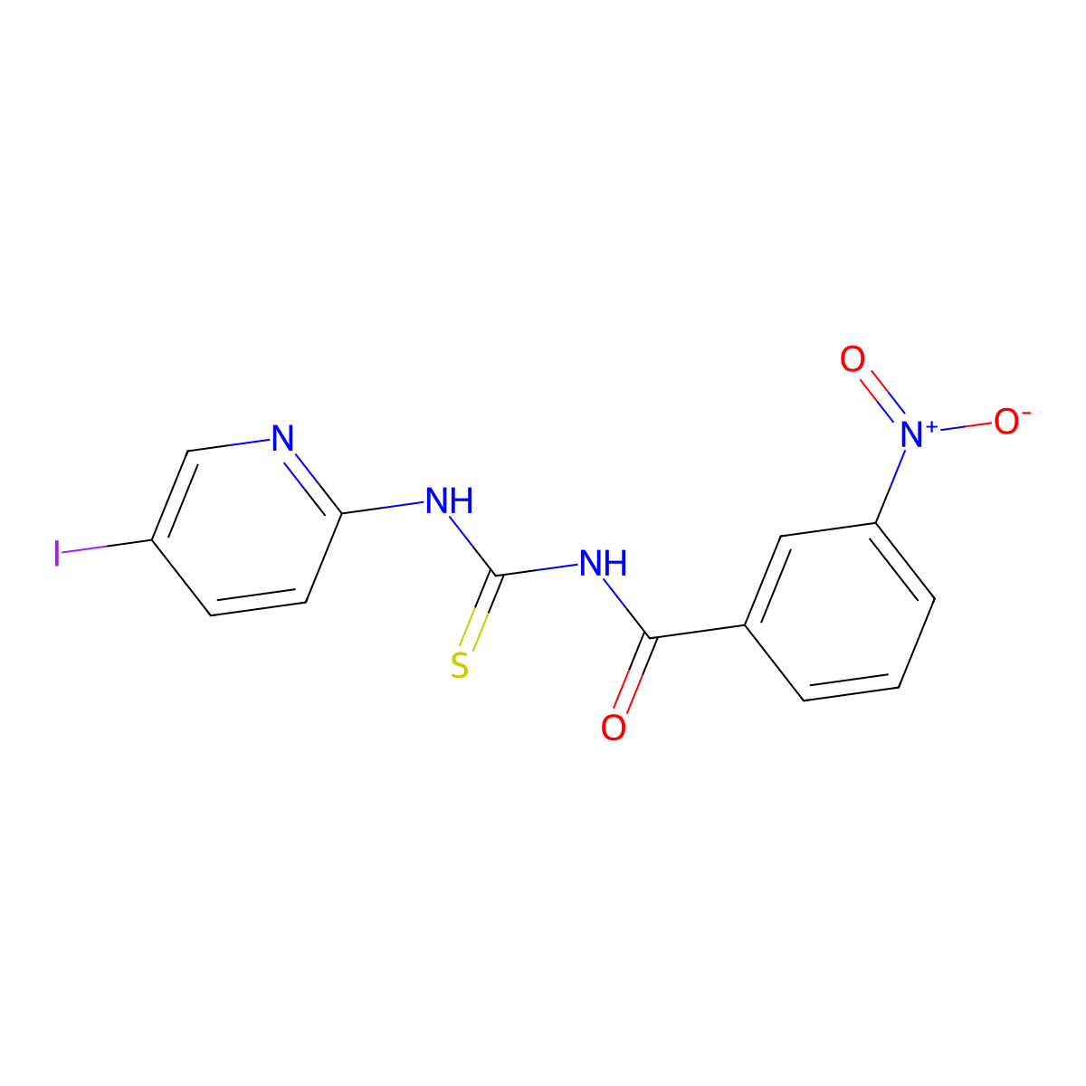 N-[(5-iodopyridin-2-yl)carbamothioyl]-3-nitrobenzamide molecular structure, CAS 532387-83-0