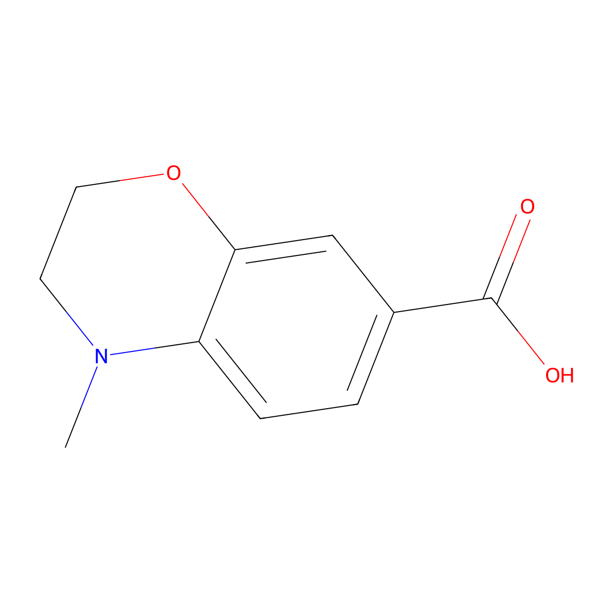 4-methyl-3,4-dihydro-2H-1,4-benzoxazine-7-carboxylic acid molecular structure, CAS 532391-89-2