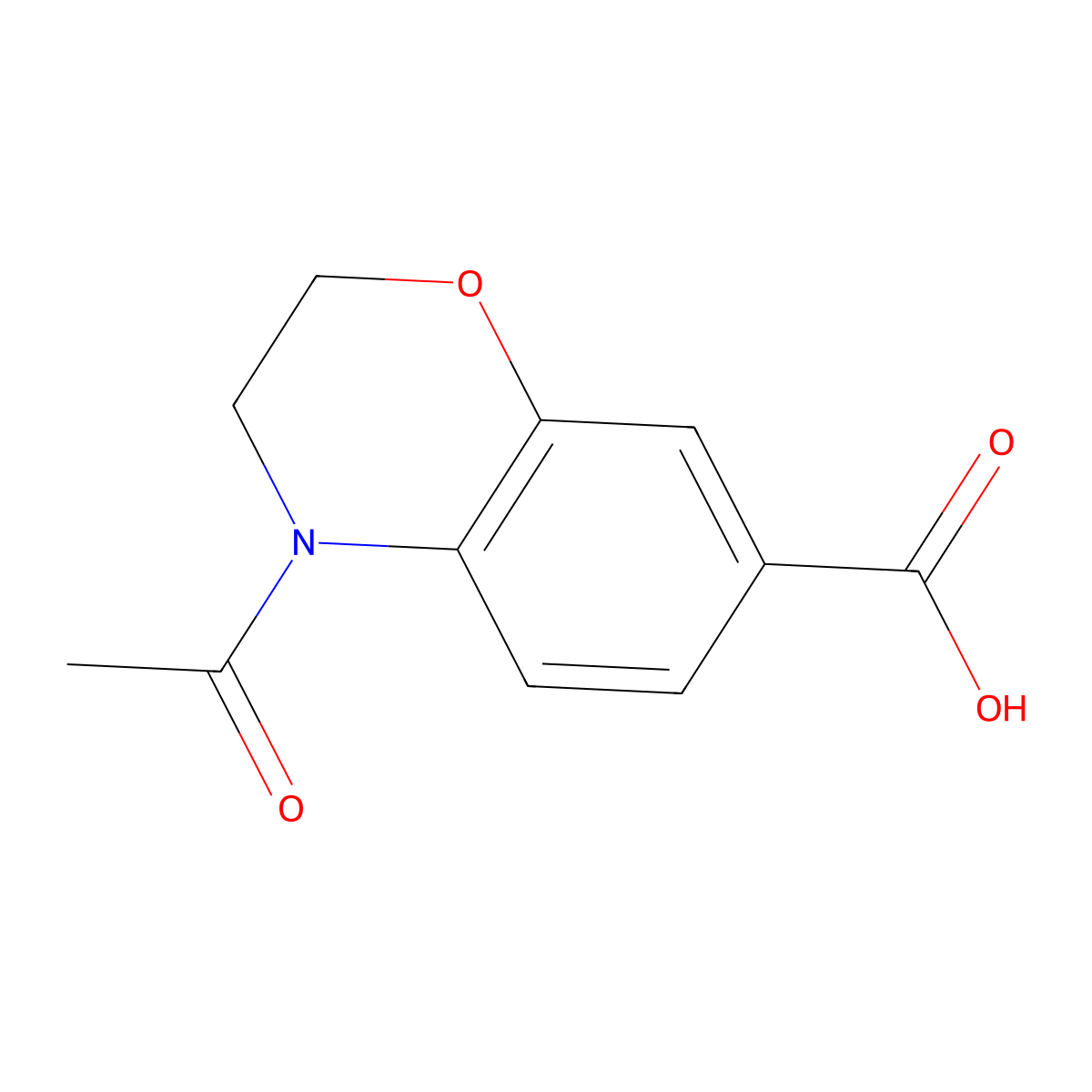 4-acetyl-3,4-dihydro-2H-1,4-benzoxazine-7-carboxylic acid molecular structure, CAS 532391-90-5