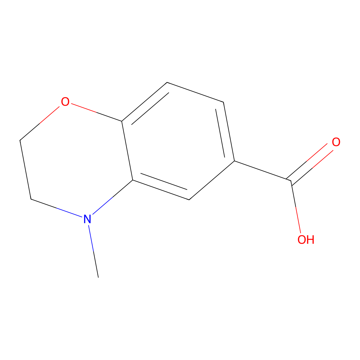 4-methyl-3,4-dihydro-2H-1,4-benzoxazine-6-carboxylic acid molecular structure, CAS 532391-92-7