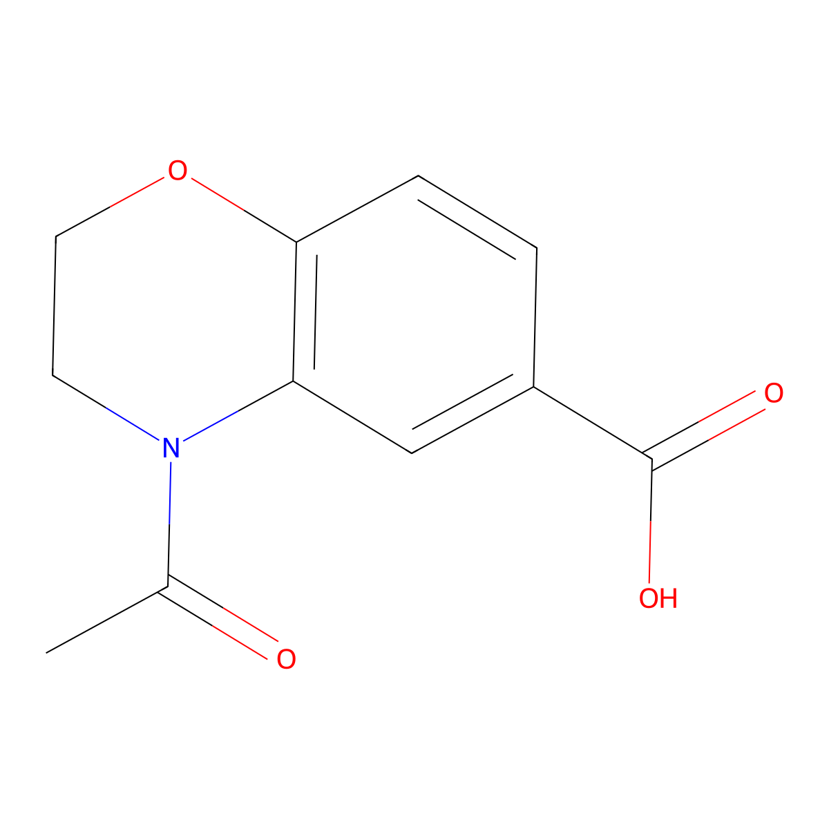 4-Acetyl-3,4-dihydro-2H-1,4-benzoxazine-6-carboxylic acid molecular structure, CAS 532391-93-8