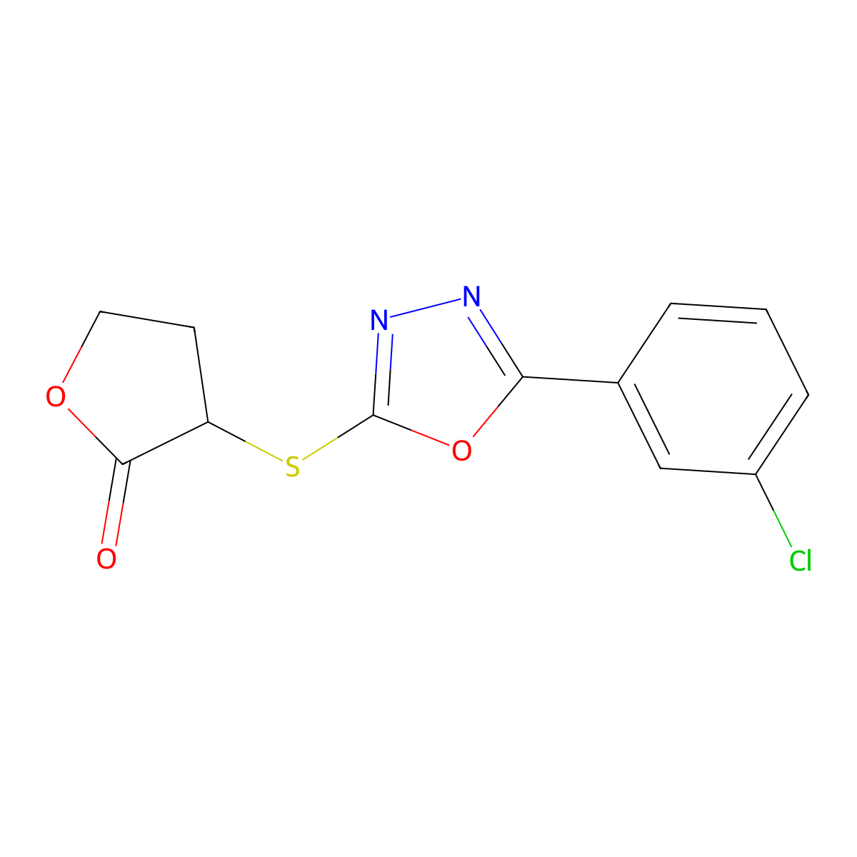 3-[[5-(3-Chlorophenyl)-1,3,4-oxadiazol-2-yl]sulfanyl]oxolan-2-one molecular structure, CAS 5324-17-4