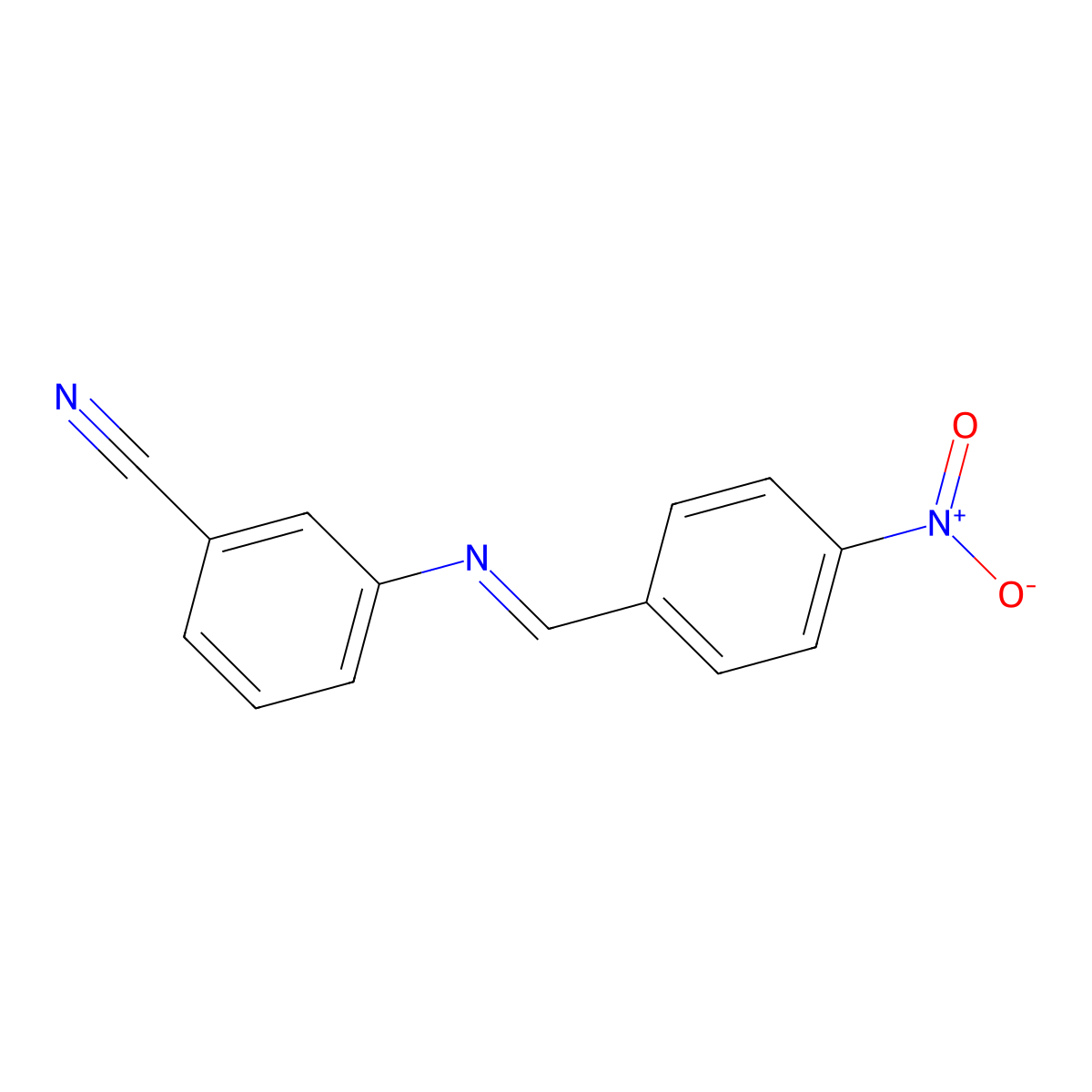 3-({4-Nitrobenzylidene}amino)benzonitrile molecular structure, CAS 5324-46-9