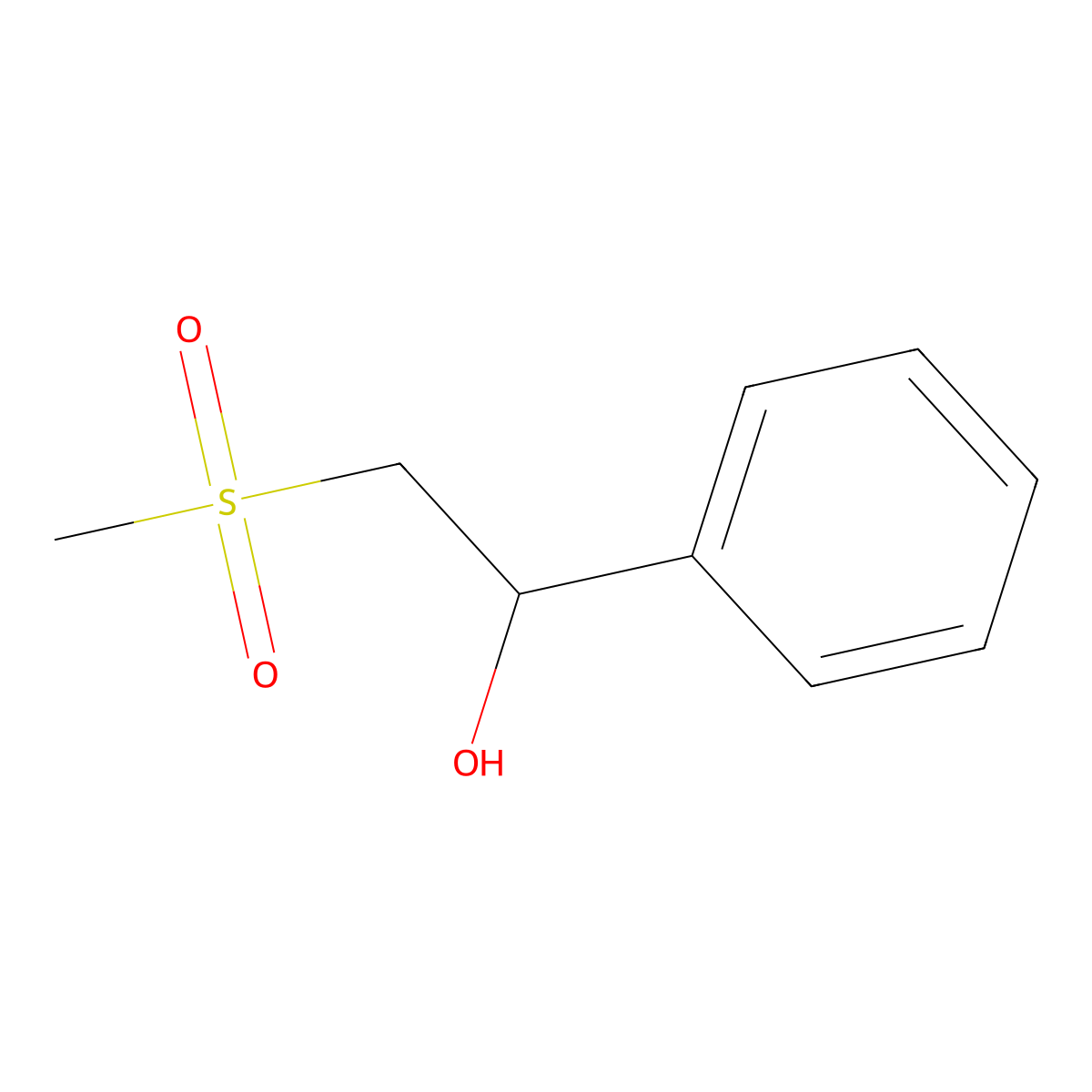 2-Methanesulfonyl-1-phenylethan-1-ol molecular structure, CAS 5324-56-1