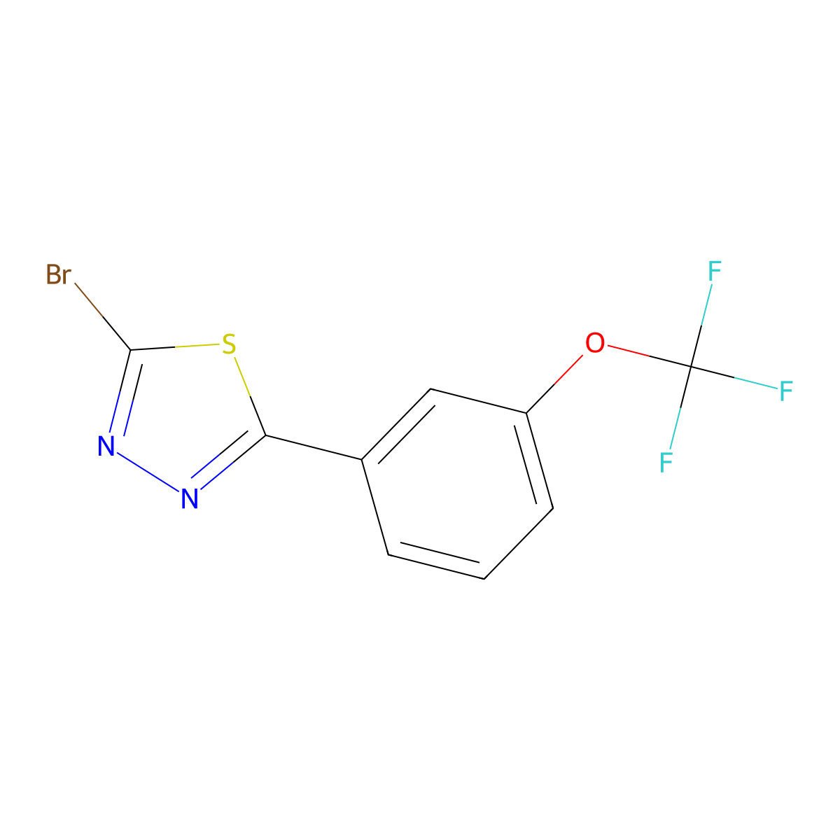 2-Bromo-5-[3-(trifluoromethoxy)phenyl]-1,3,4-thiadiazole molecular structure, CAS 532401-06-2