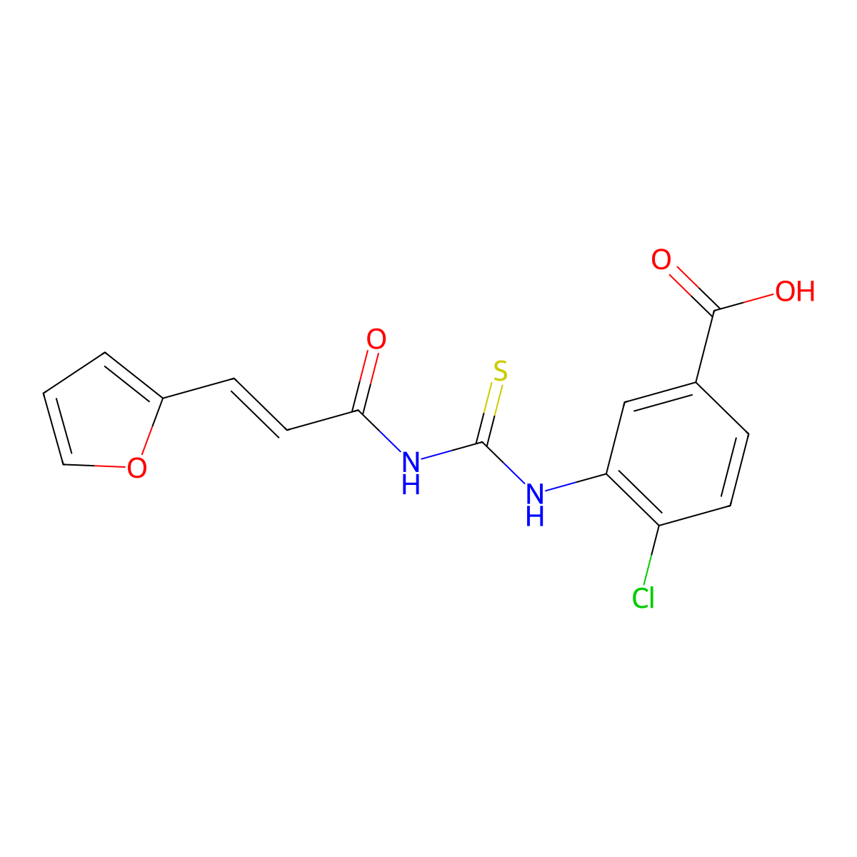 4-Chloro-3-[3-(furan-2-yl)prop-2-enoylcarbamothioylamino]benzoic acid molecular structure, CAS 532404-74-3