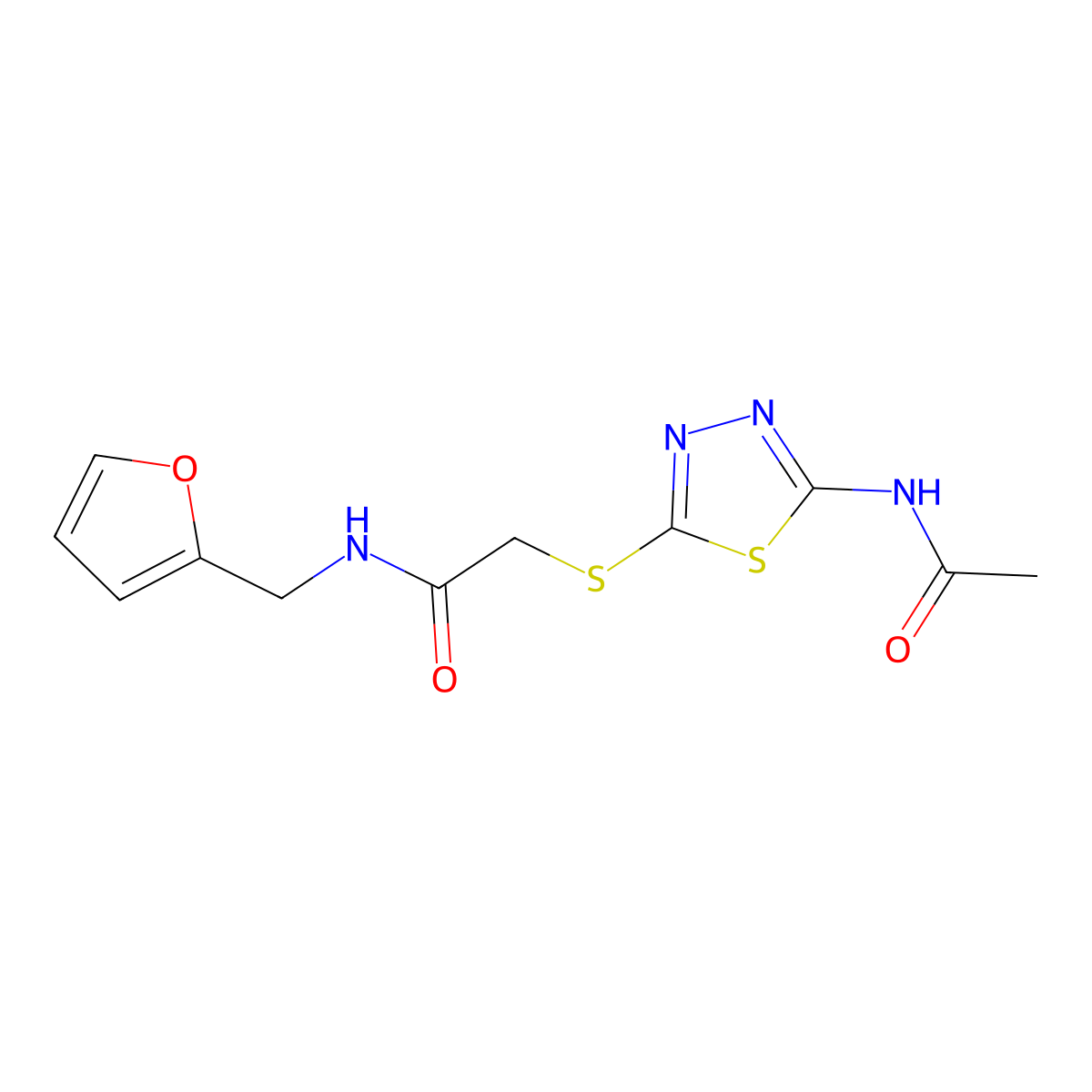 2-((5-acetamido-1,3,4-thiadiazol-2-yl)thio)-N-(furan-2-ylmethyl)acetamide molecular structure, CAS 532406-31-8