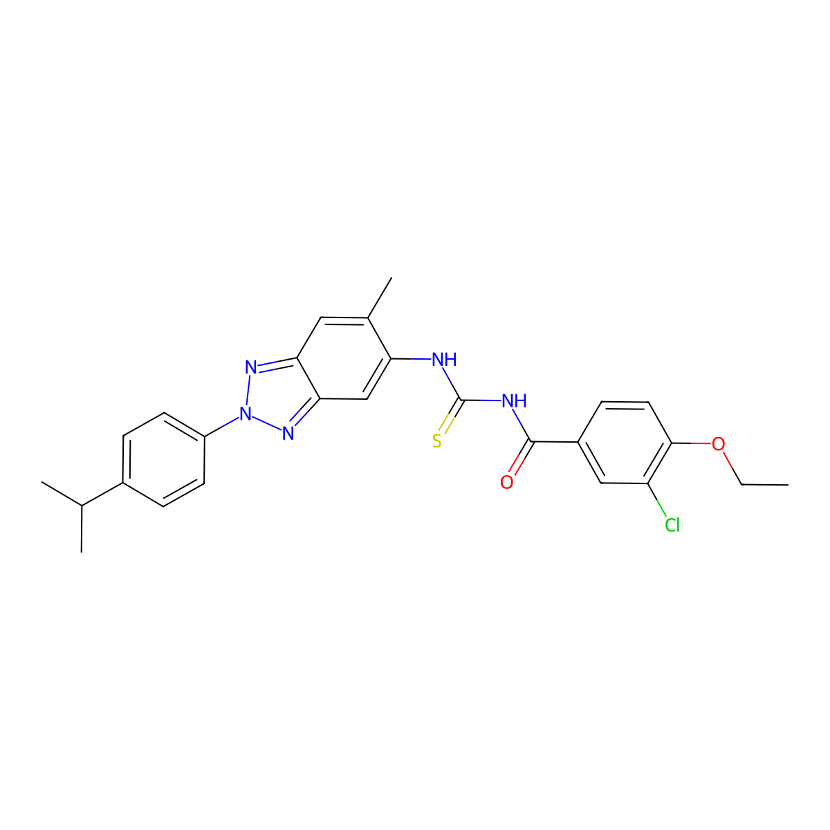 3-chloro-4-ethoxy-N-({6-methyl-2-[4-(propan-2-yl)phenyl]-2H-benzotriazol-5-yl}carbamothioyl)benzamide molecular structure, CAS 532407-12-8