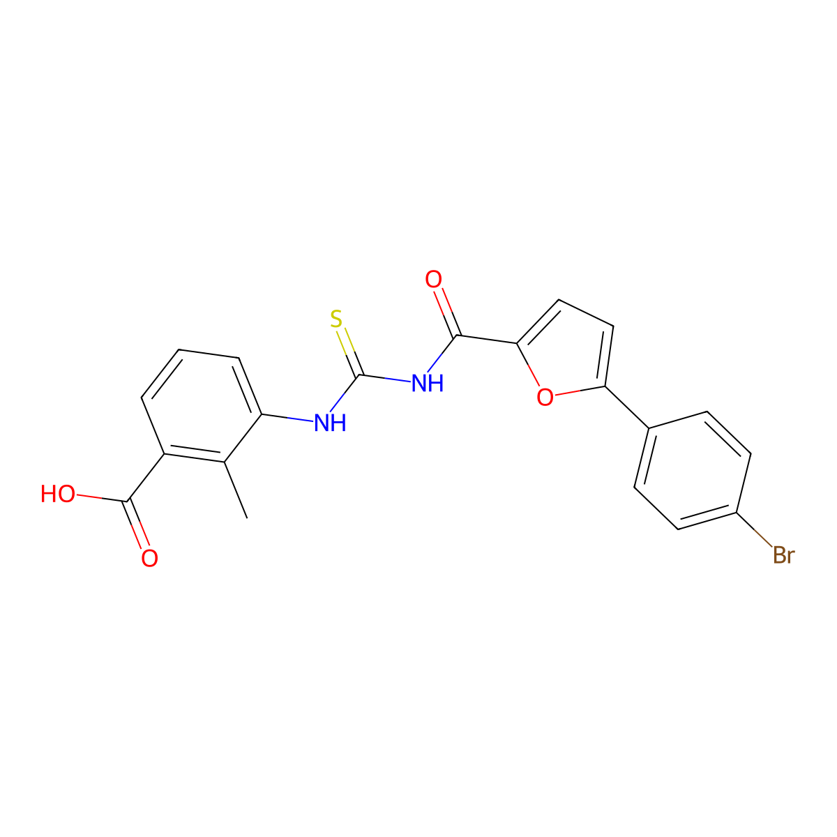 3-[({[5-(4-Bromophenyl)furan-2-yl]carbonyl}carbamothioyl)amino]-2-methylbenzoic acid molecular structure, CAS 532407-52-6