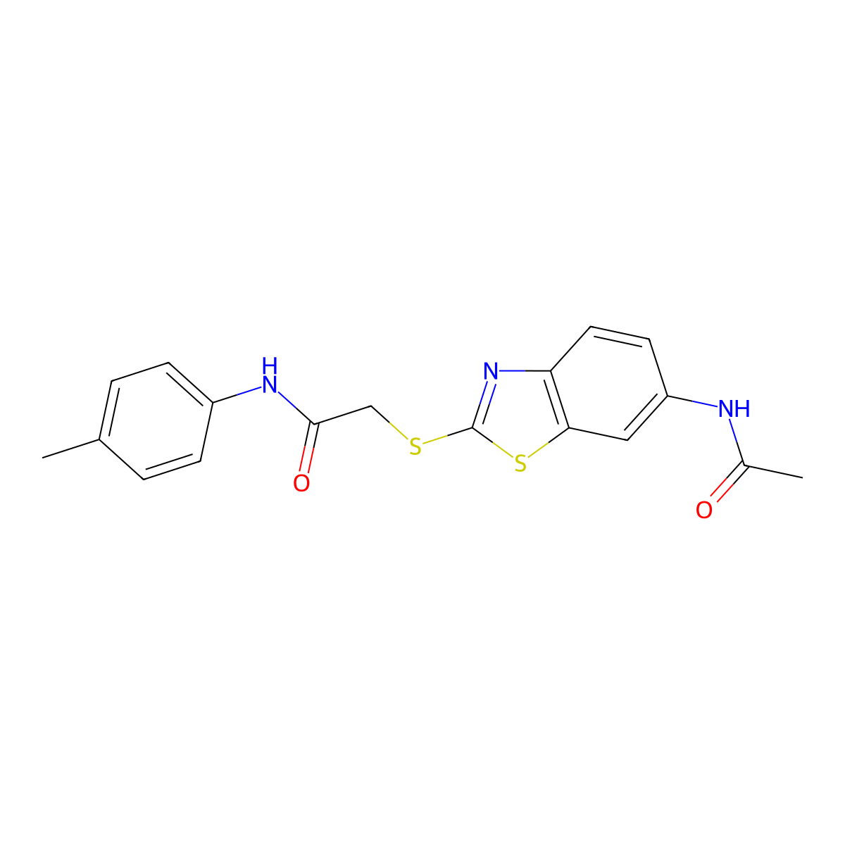 2-[(6-acetamido-1,3-benzothiazol-2-yl)sulfanyl]-N-(4-methylphenyl)acetamide molecular structure, CAS 532408-23-4