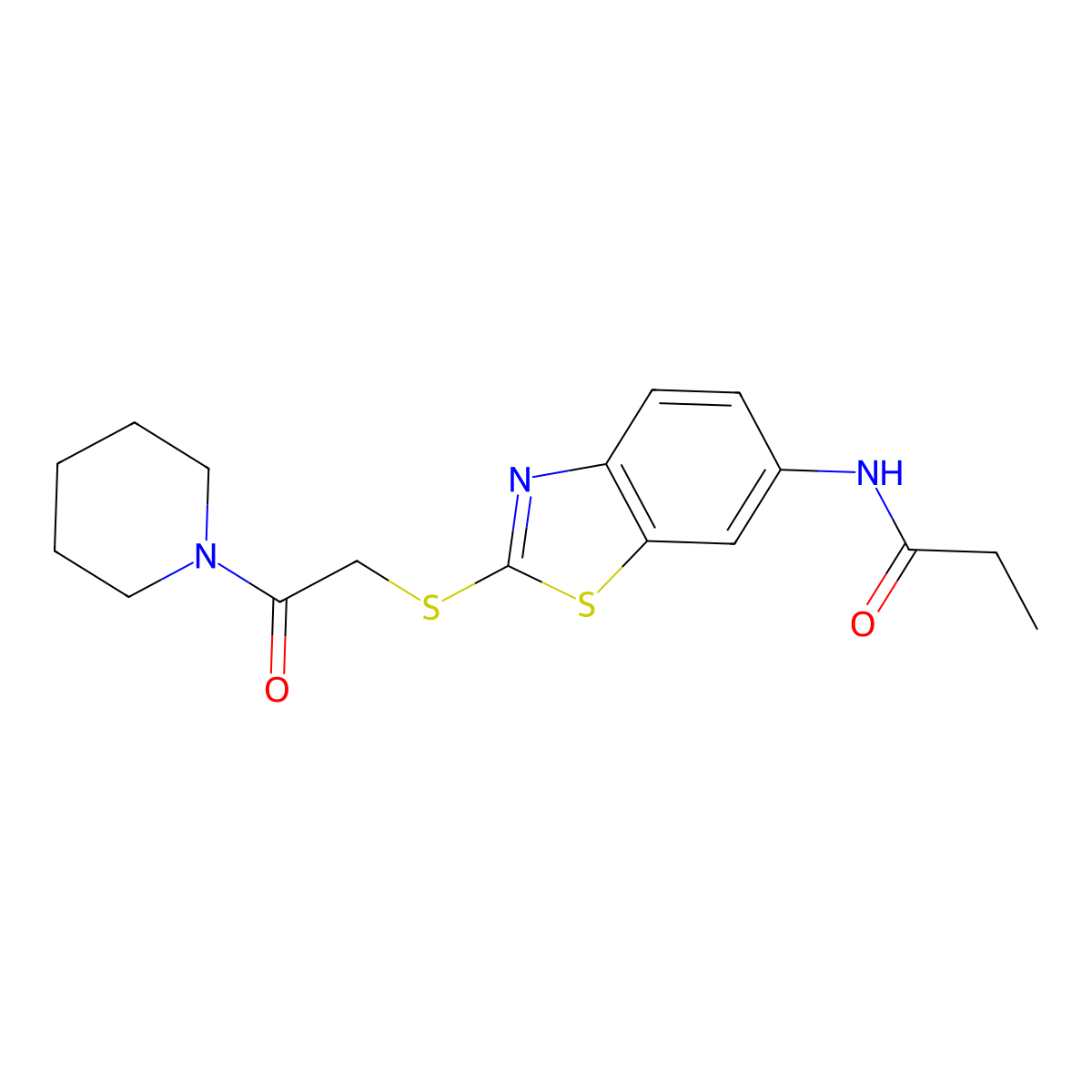 N-[2-(2-oxo-2-piperidin-1-ylethyl)sulfanyl-1,3-benzothiazol-6-yl]propanamide molecular structure, CAS 532408-38-1
