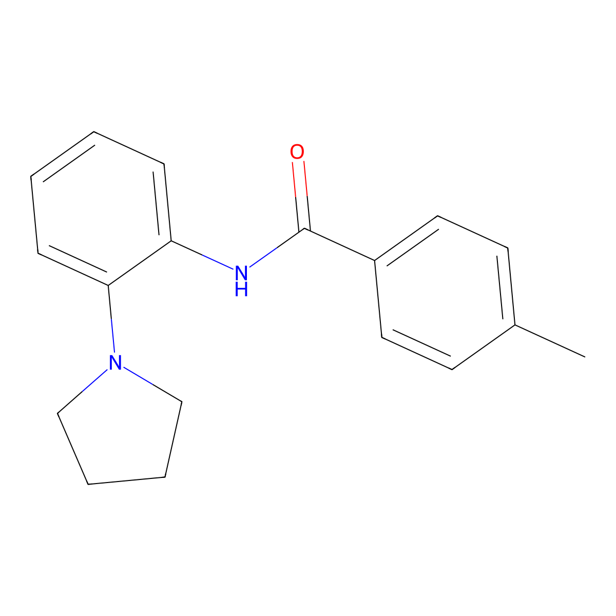 4-methyl-N-(2-pyrrolidin-1-ylphenyl)benzamide molecular structure, CAS 532408-78-9