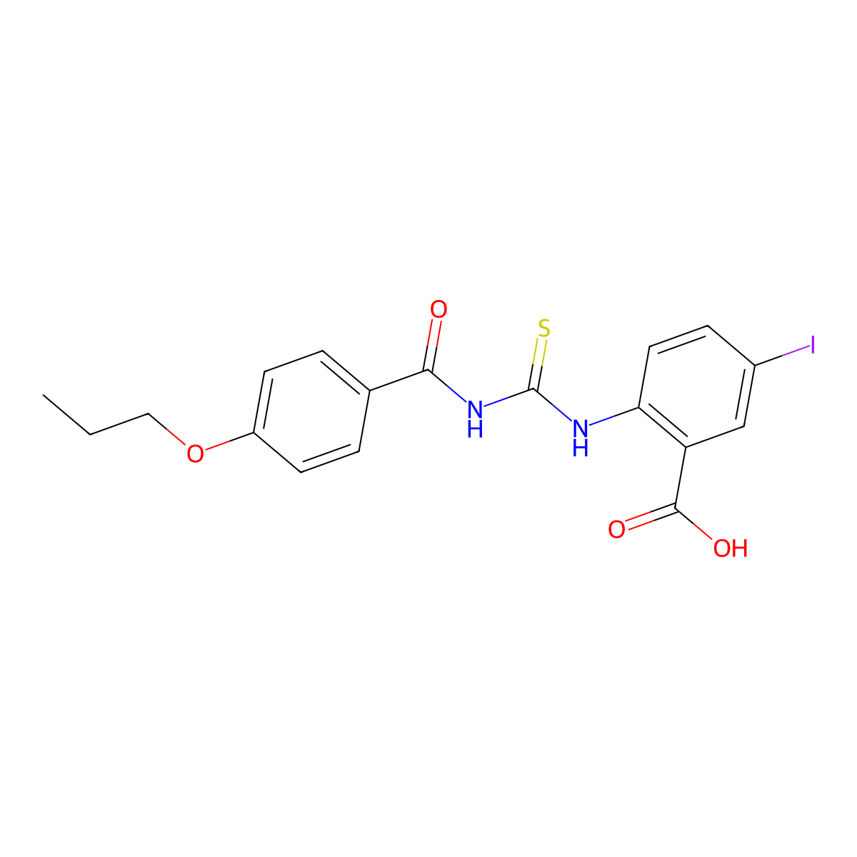 5-Iodo-2-({[(4-propoxyphenyl)carbonyl]carbamothioyl}amino)benzoic acid molecular structure, CAS 532409-73-7