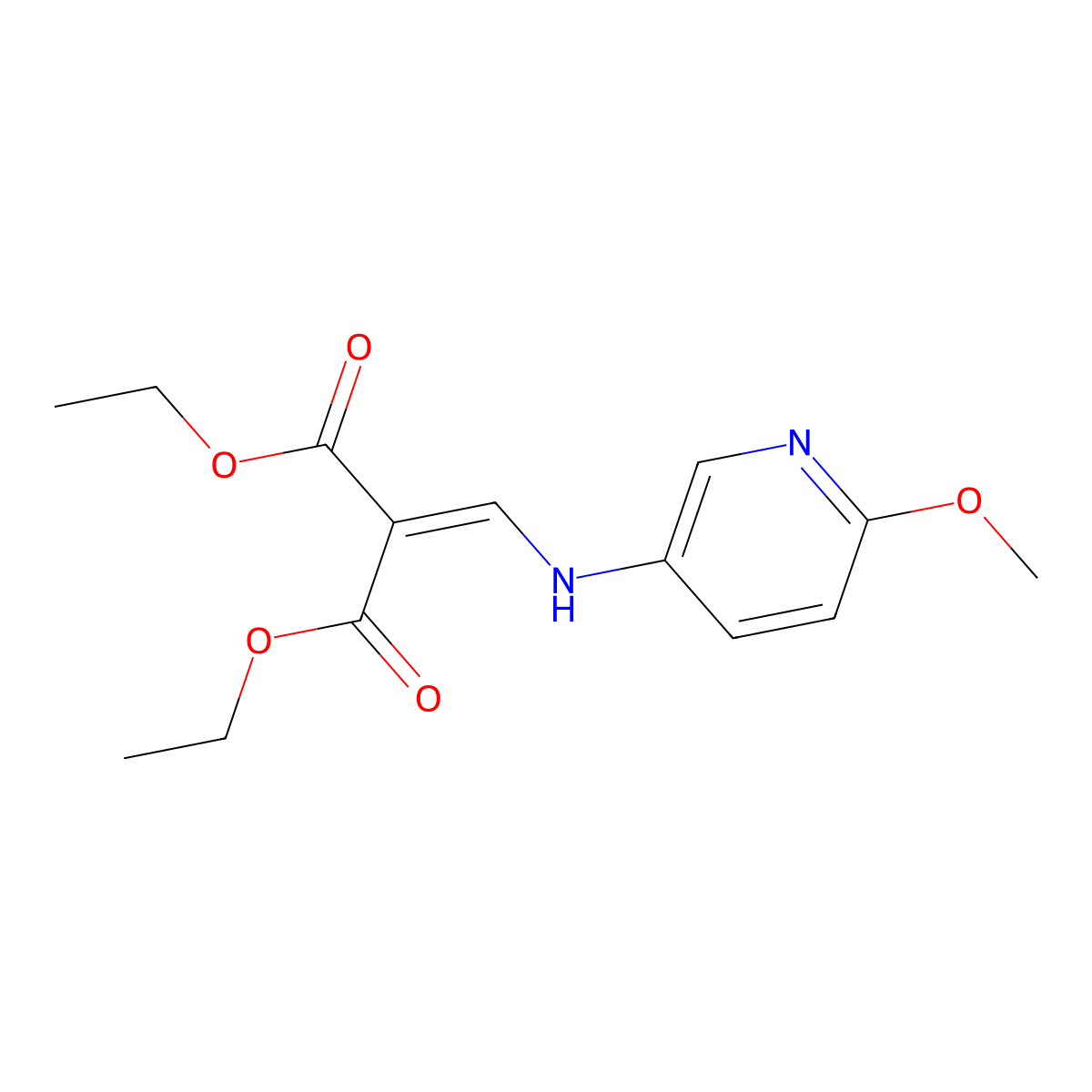 Diethyl 2-(((6-methoxypyridin-3-yl)amino)methylene)malonate molecular structure, CAS 53241-90-0