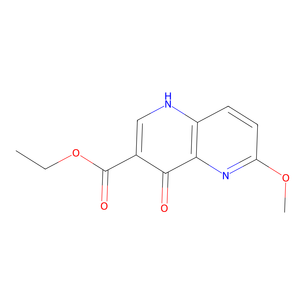Ethyl 4-hydroxy-6-methoxy-1,5-naphthyridine-3-carboxylate molecular structure, CAS 53241-92-2