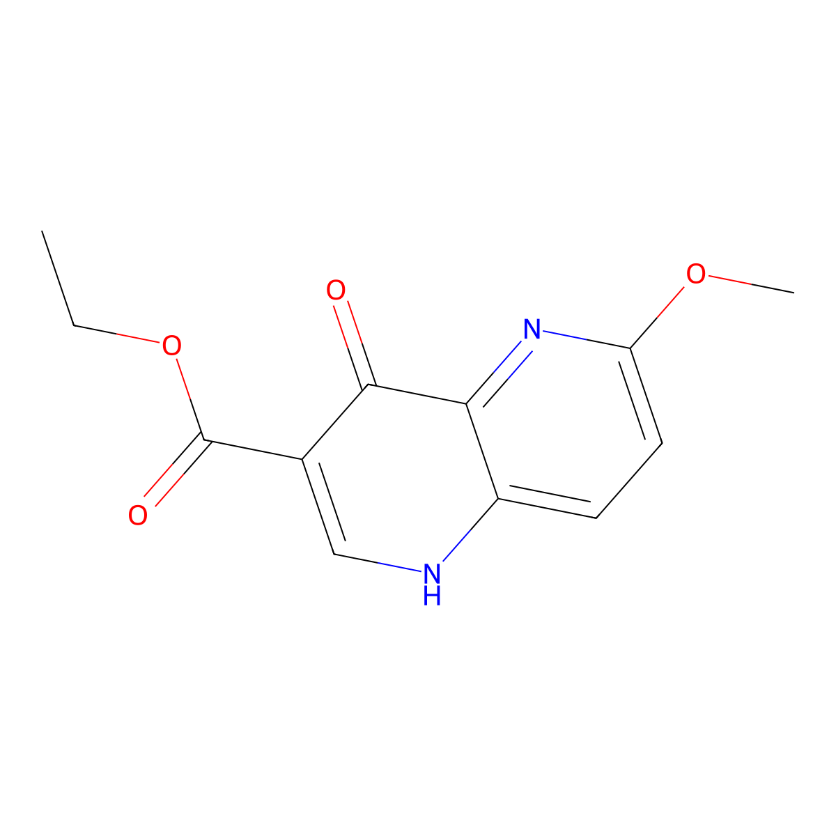 Ethyl 4-hydroxy-6-methoxy-1,5-naphthyridine-3-carboxylate molecular structure, CAS 53241-92-2