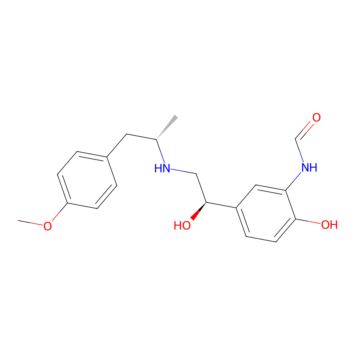 N-(2-Hydroxy-5-((1RS)-1-hydroxy-2-(((1SR)-2-(4-methoxyphenyl)-1-methylethyl)amino)ethyl)phenyl)formamide molecular structure, CAS 532414-36-1