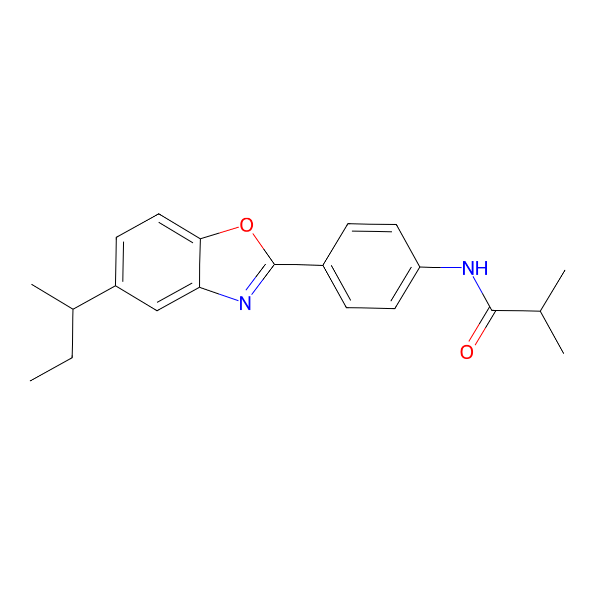 N-[4-(5-butan-2-yl-1,3-benzoxazol-2-yl)phenyl]-2-methylpropanamide molecular structure, CAS 532414-65-6