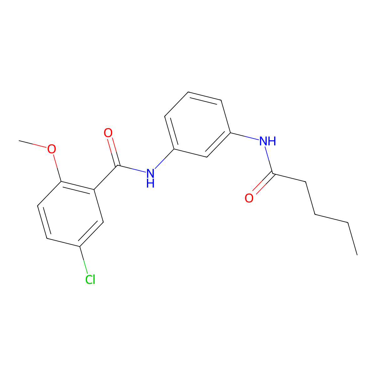 5-chloro-2-methoxy-N-[3-(pentanoylamino)phenyl]benzamide molecular structure, CAS 532415-41-1