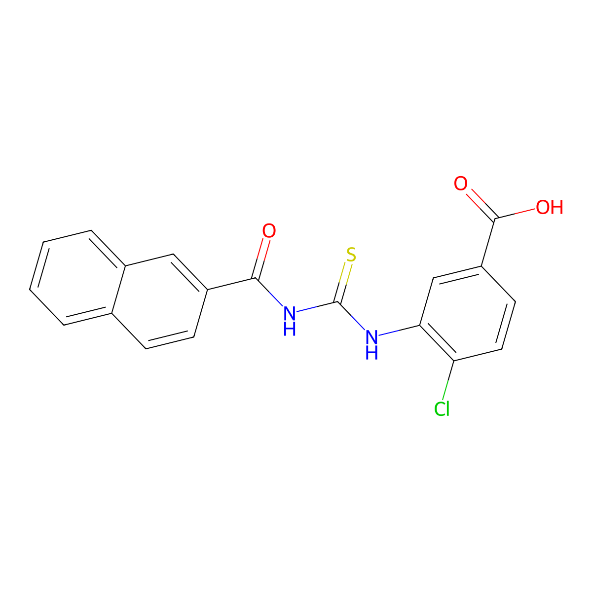 4-Chloro-3-(naphthalene-2-carbonylcarbamothioylamino)benzoic acid molecular structure, CAS 532415-85-3