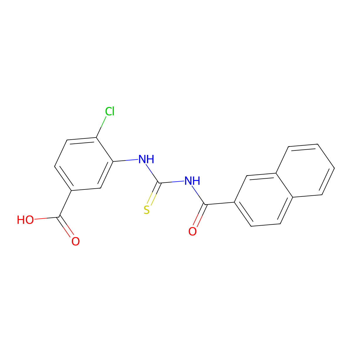 4-Chloro-3-(naphthalene-2-carbonylcarbamothioylamino)benzoic acid molecular structure, CAS 532415-85-3