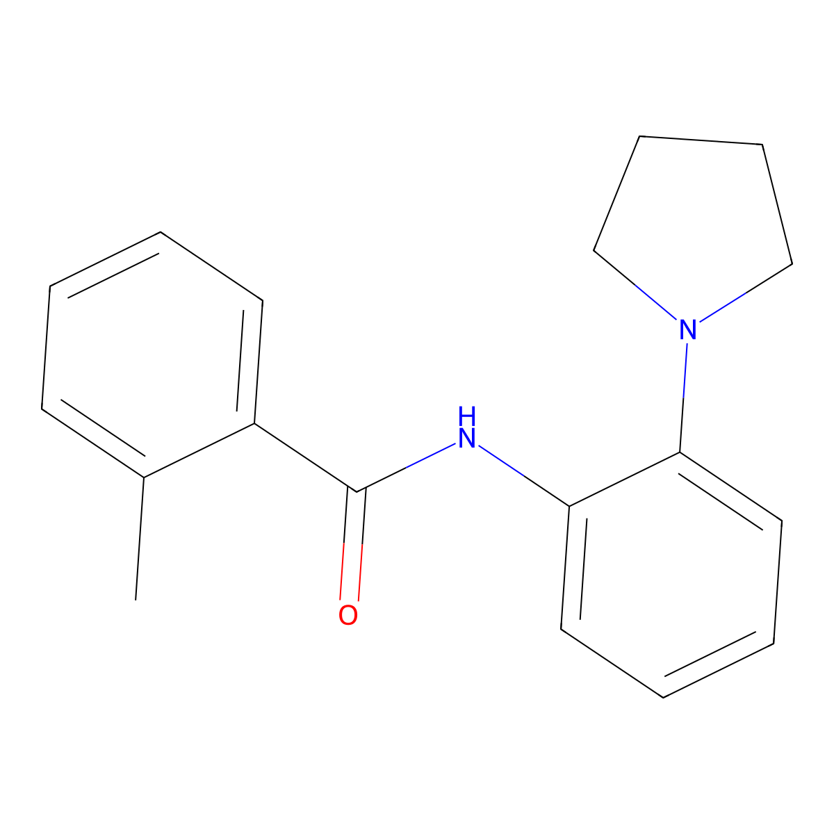 2-methyl-N-(2-pyrrolidin-1-ylphenyl)benzamide molecular structure, CAS 532416-94-7