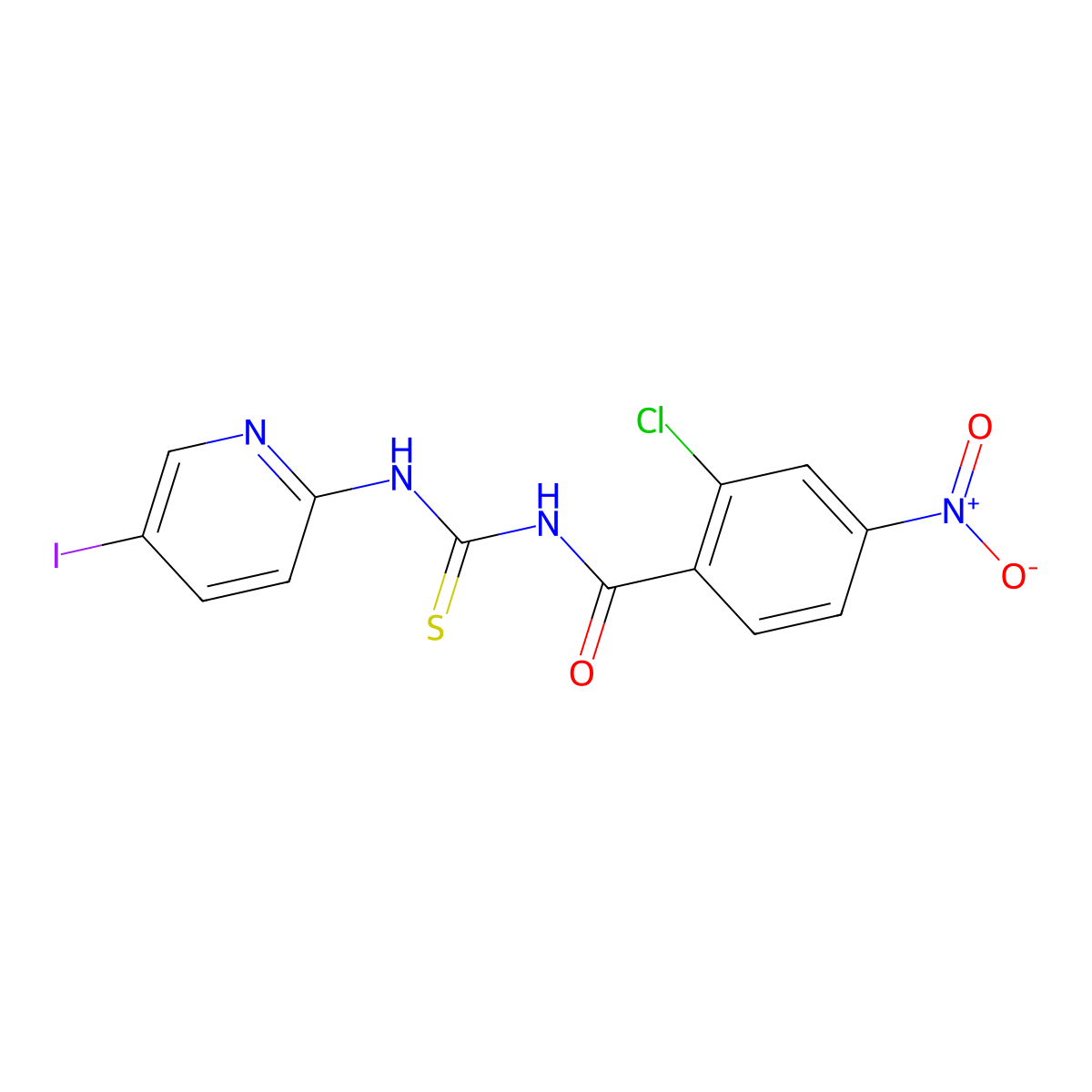 2-chloro-N-[(5-iodopyridin-2-yl)carbamothioyl]-4-nitrobenzamide molecular structure, CAS 532417-51-9