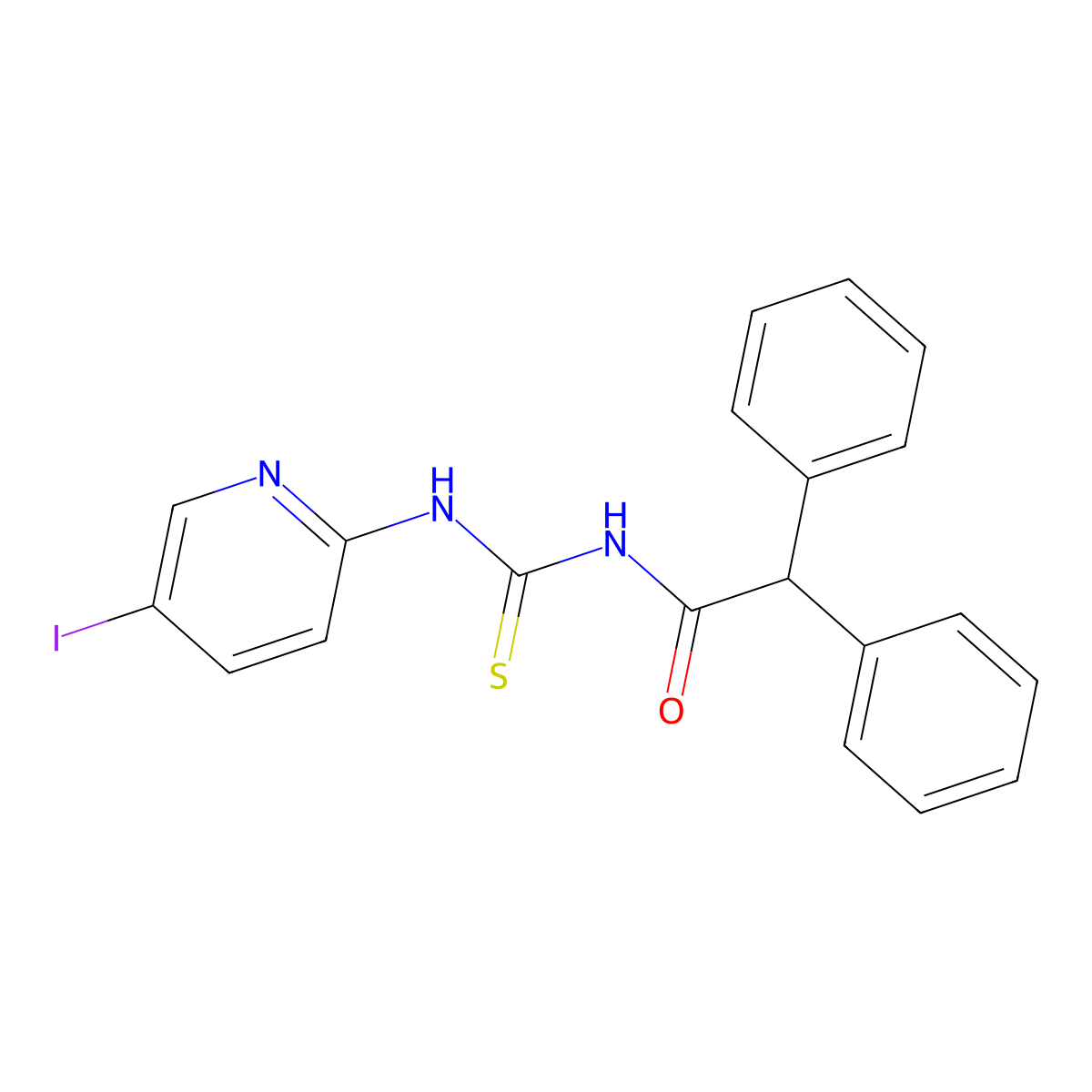 N-[(5-iodopyridin-2-yl)carbamothioyl]-2,2-diphenylacetamide molecular structure, CAS 532417-53-1