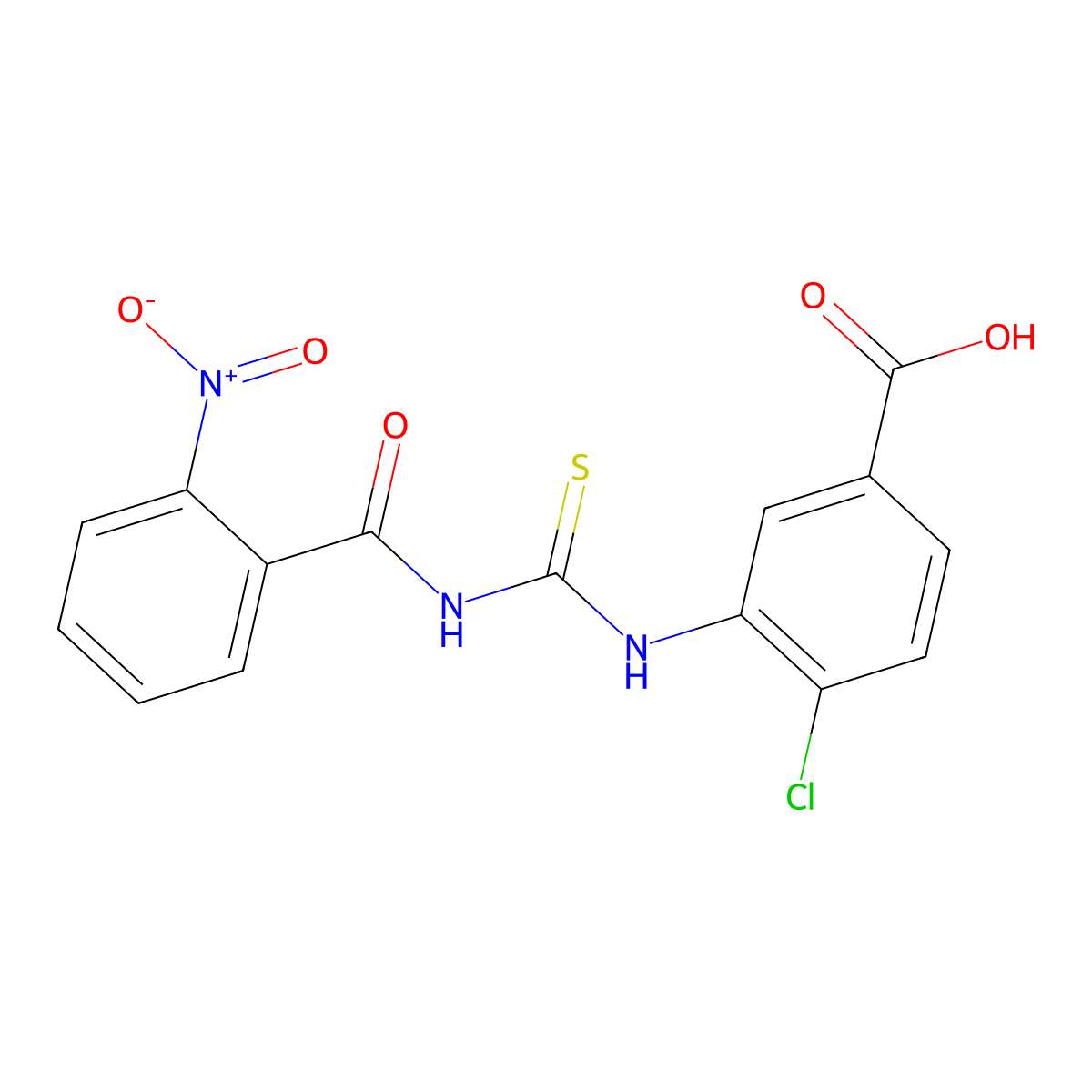 4-Chloro-3-[(2-nitrobenzoyl)carbamothioylamino]benzoic acid molecular structure, CAS 532418-17-0