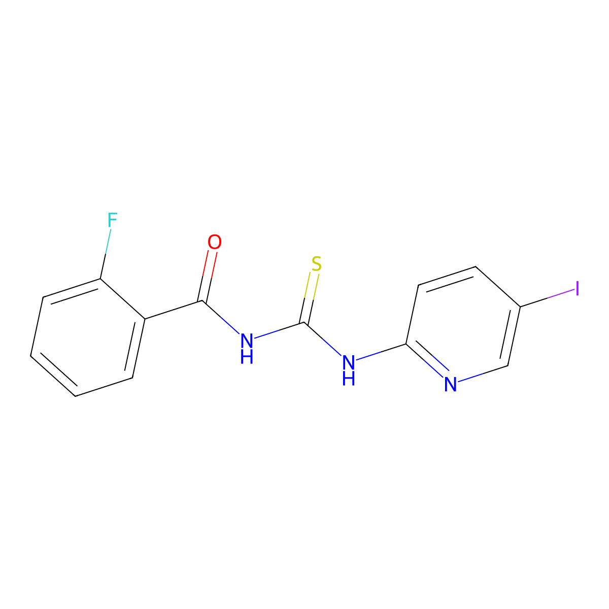 2-fluoro-N-[(5-iodopyridin-2-yl)carbamothioyl]benzamide molecular structure, CAS 532418-30-7