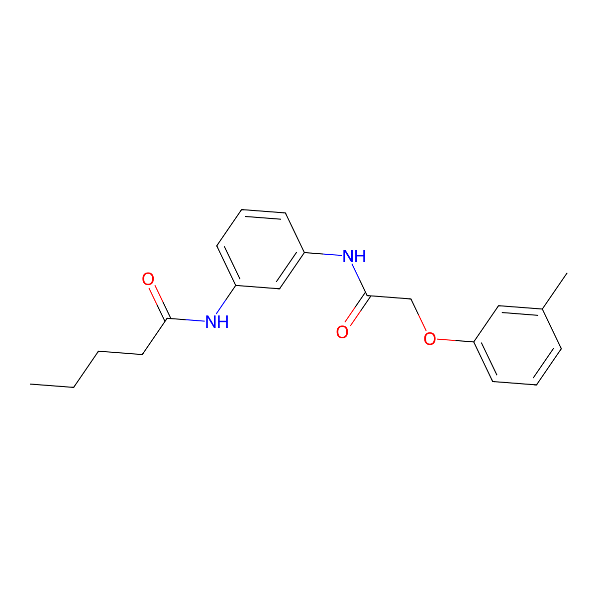 N-(3-{[2-(3-methylphenoxy)acetyl]amino}phenyl)pentanamide molecular structure, CAS 532418-65-8