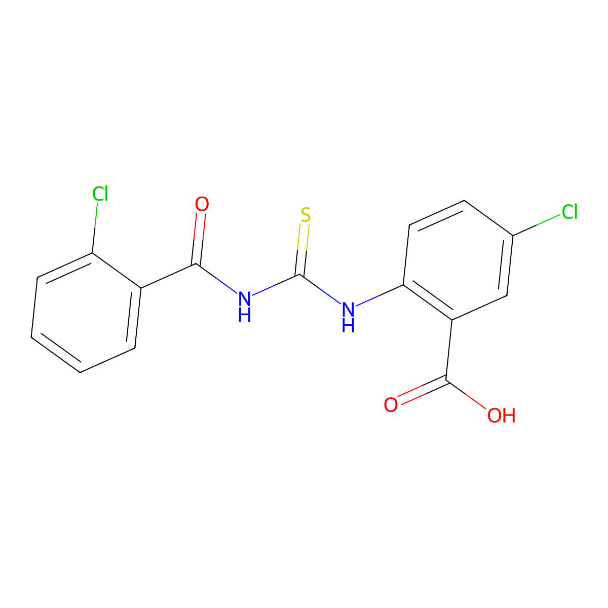 5-Chloro-2-({[(2-chlorophenyl)carbonyl]carbamothioyl}amino)benzoic acid molecular structure, CAS 532419-00-4