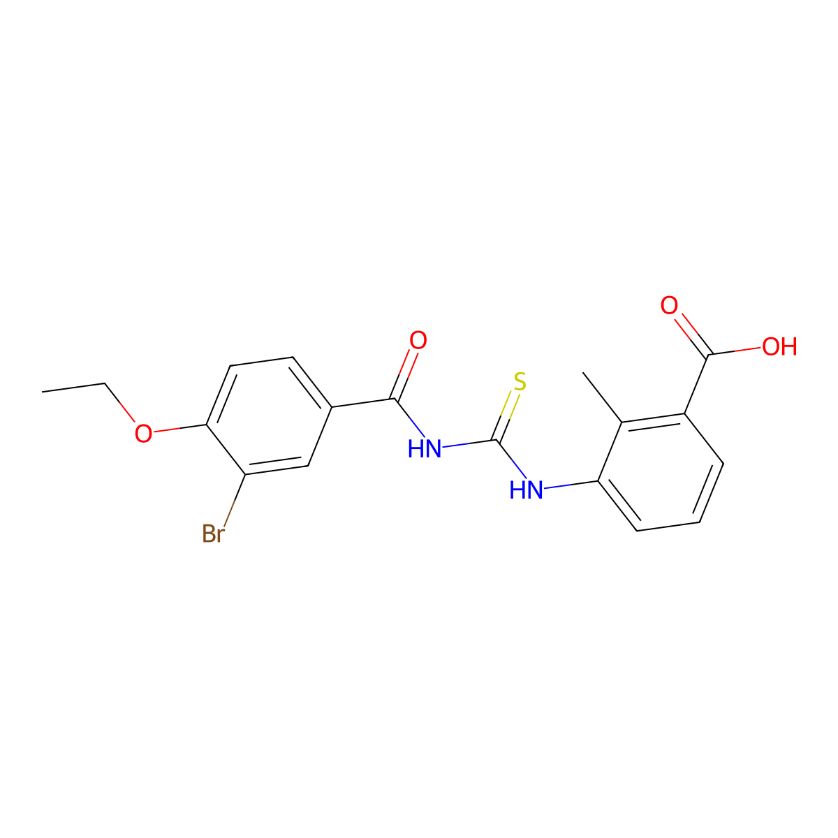 3-({[(3-Bromo-4-ethoxyphenyl)carbonyl]carbamothioyl}amino)-2-methylbenzoic acid molecular structure, CAS 532419-28-6