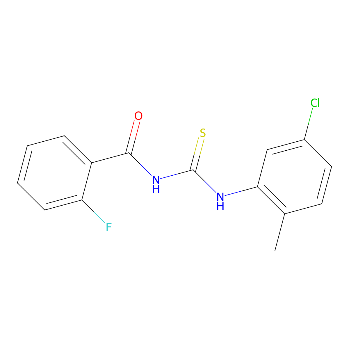 N-[(5-chloro-2-methylphenyl)carbamothioyl]-2-fluorobenzamide molecular structure, CAS 532420-30-7