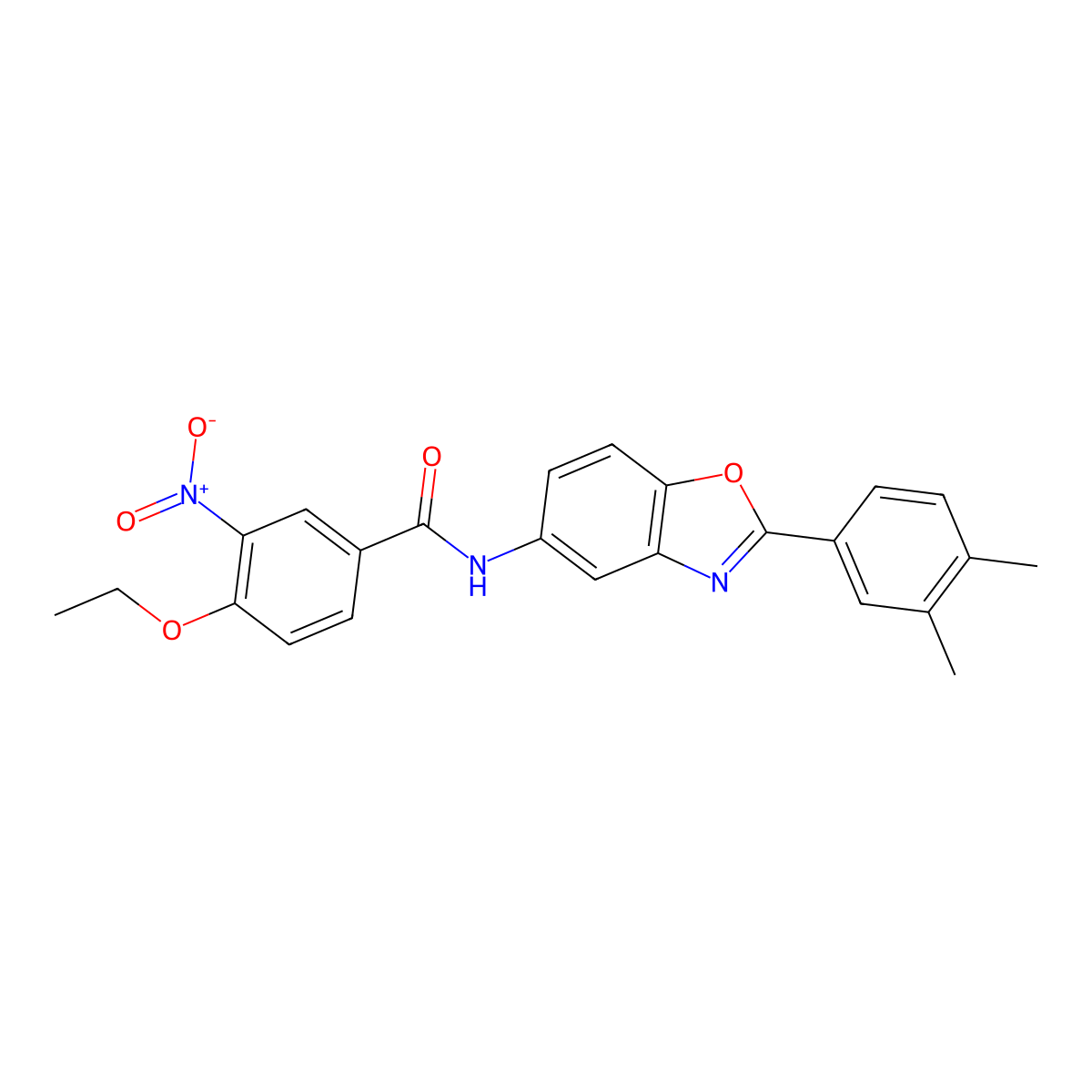 N-[2-(3,4-dimethylphenyl)-1,3-benzoxazol-5-yl]-4-ethoxy-3-nitrobenzamide molecular structure, CAS 532421-96-8