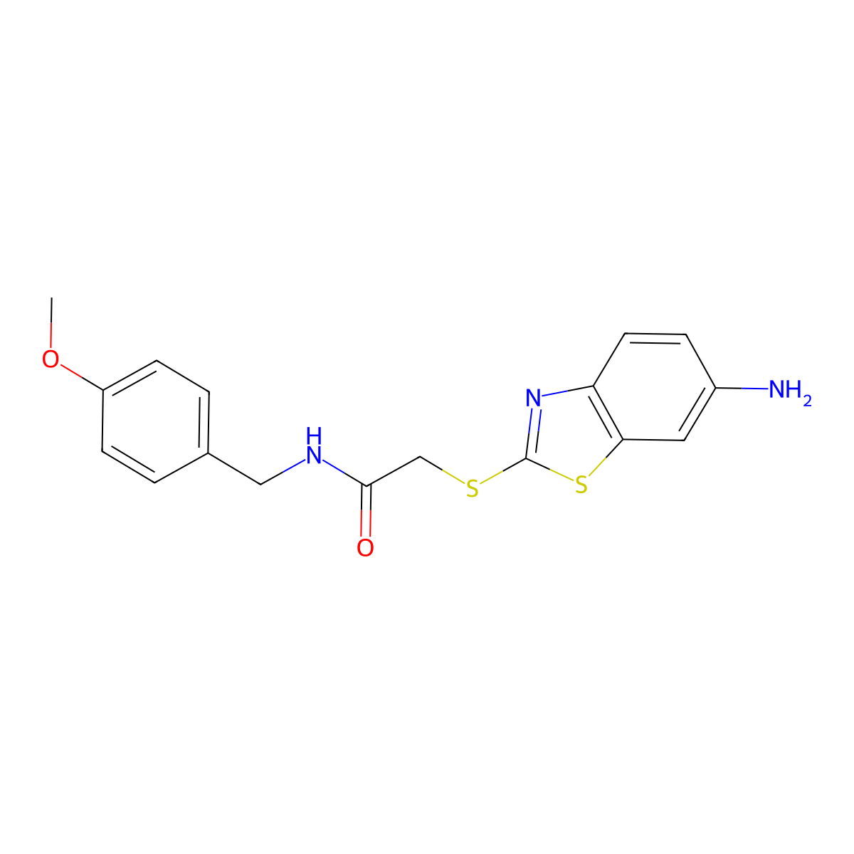 2-[(6-amino-1,3-benzothiazol-2-yl)sulfanyl]-N-(4-methoxybenzyl)acetamide molecular structure, CAS 532422-39-2
