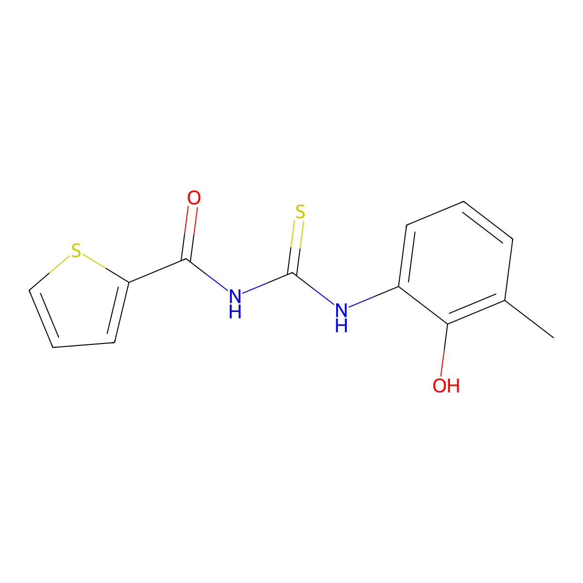 N-[(2-hydroxy-3-methylphenyl)carbamothioyl]thiophene-2-carboxamide molecular structure, CAS 532422-82-5