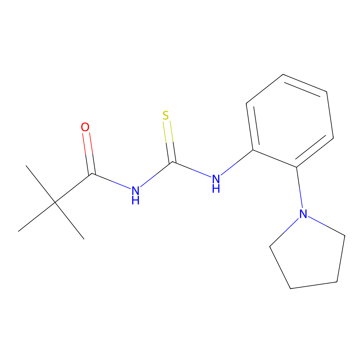 2,2-dimethyl-N-[(2-pyrrolidin-1-ylphenyl)carbamothioyl]propanamide molecular structure, CAS 532422-88-1