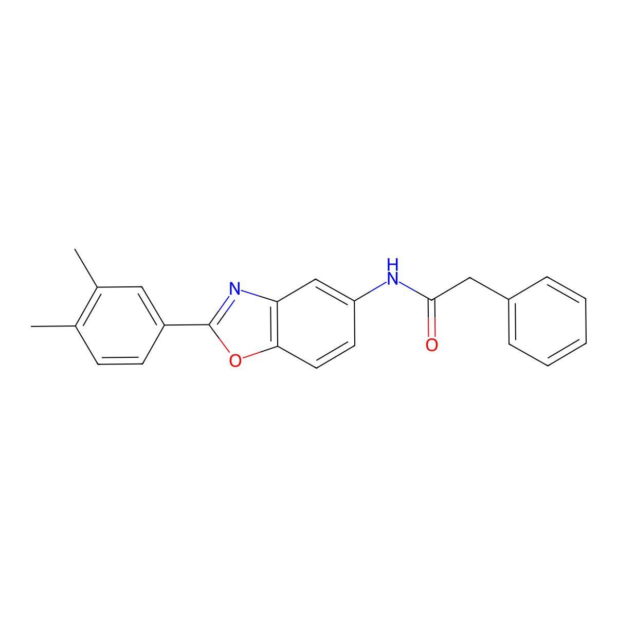 N-[2-(3,4-dimethylphenyl)-1,3-benzoxazol-5-yl]-2-phenylacetamide molecular structure, CAS 532423-45-3