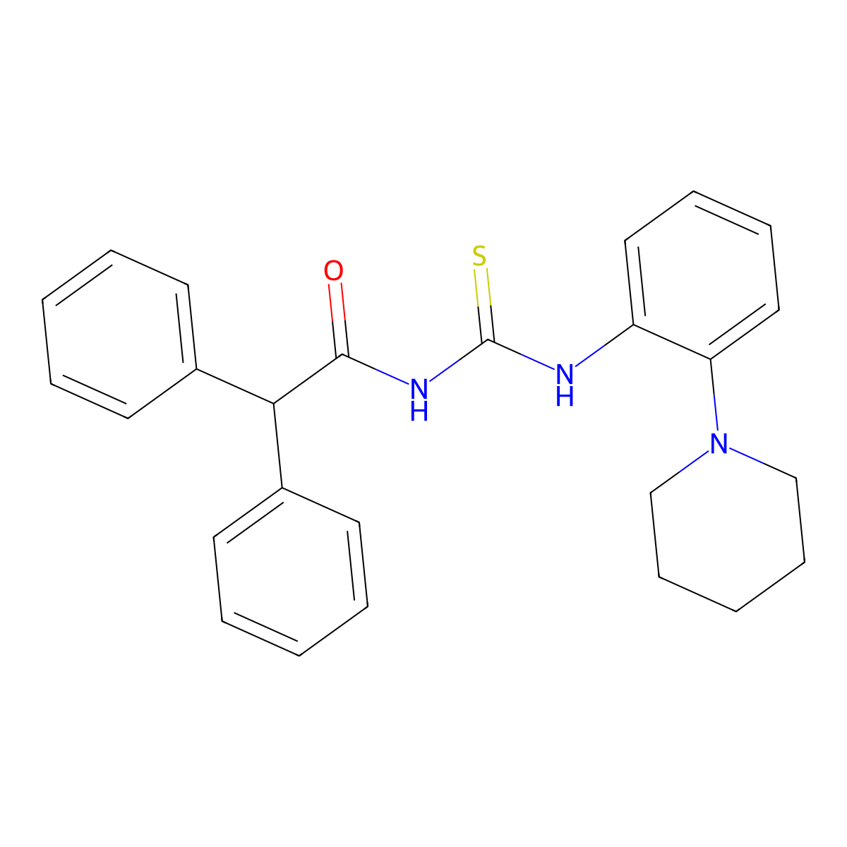2,2-diphenyl-N-[(2-piperidin-1-ylphenyl)carbamothioyl]acetamide molecular structure, CAS 532429-69-9