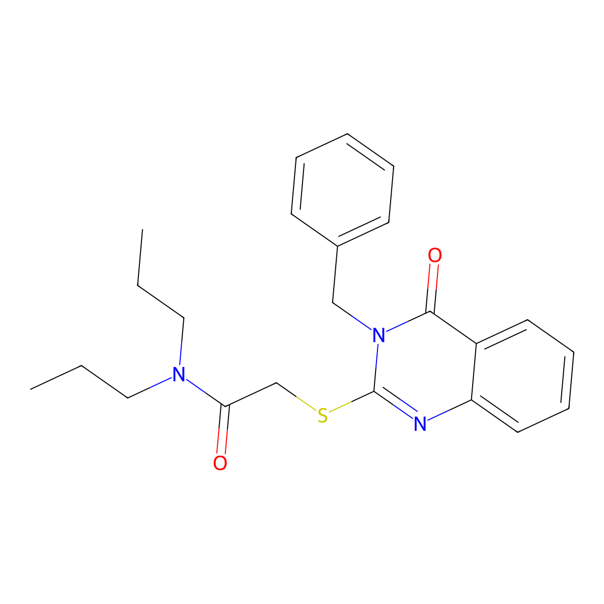 2-(3-benzyl-4-oxoquinazolin-2-yl)sulfanyl-N,N-dipropylacetamide molecular structure, CAS 53243-47-3