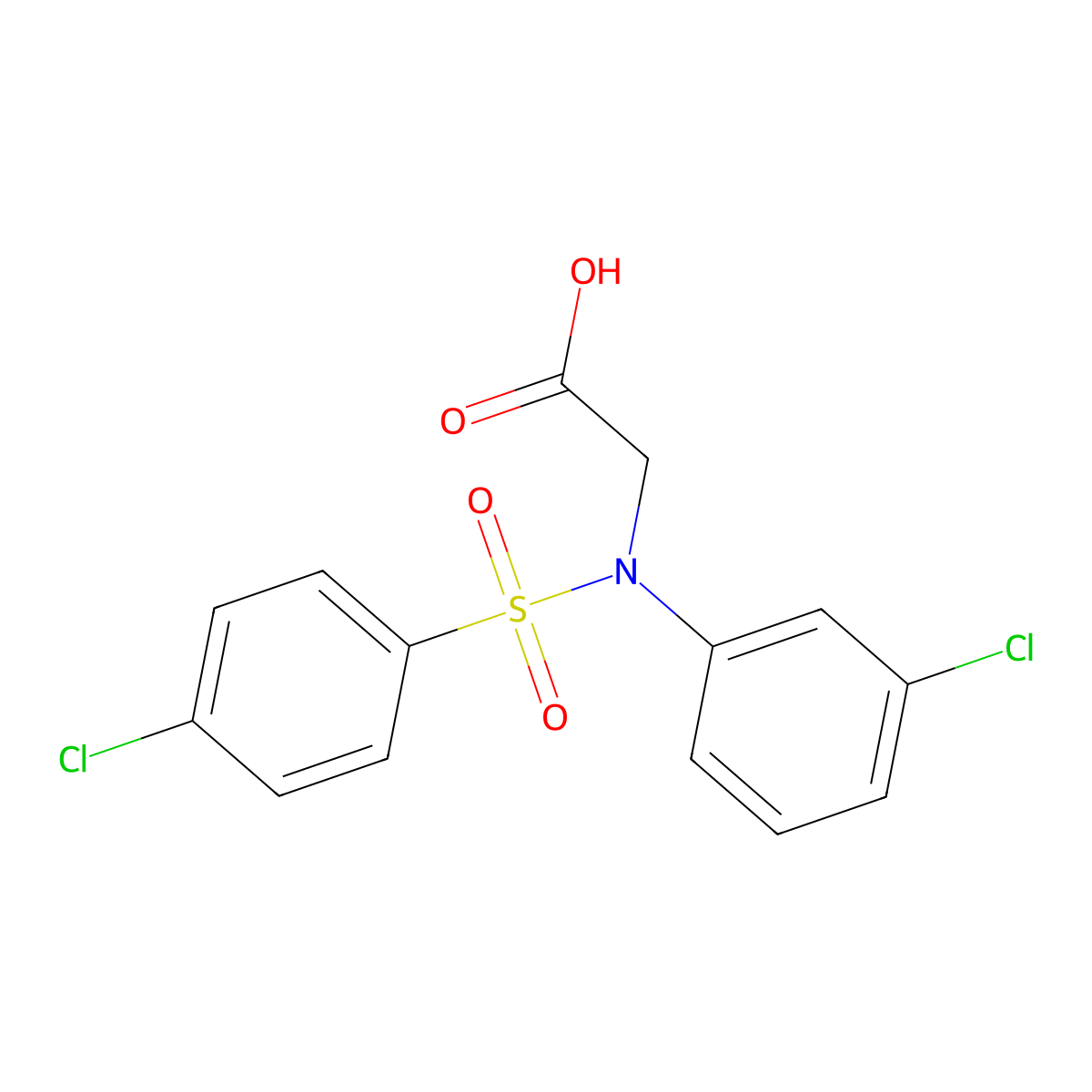 N-(3-chlorophenyl)-N-[(4-chlorophenyl)sulfonyl]glycine molecular structure, CAS 532430-58-3